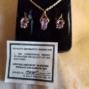 Vintage Dale Kinkaid Amethyst Pendant and Earrings set.